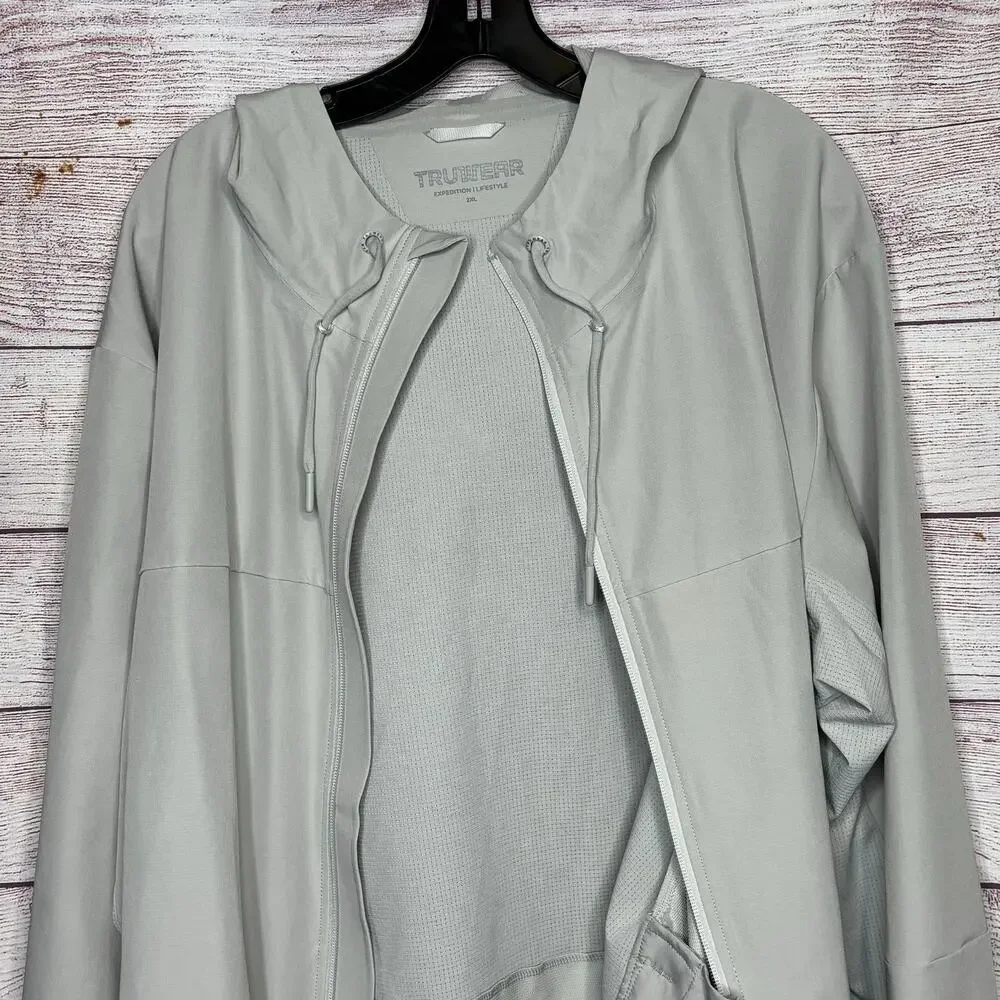 Truwear Full Zip Breathable Active Gray Stretch Moisture Wick Jacket 2XL New